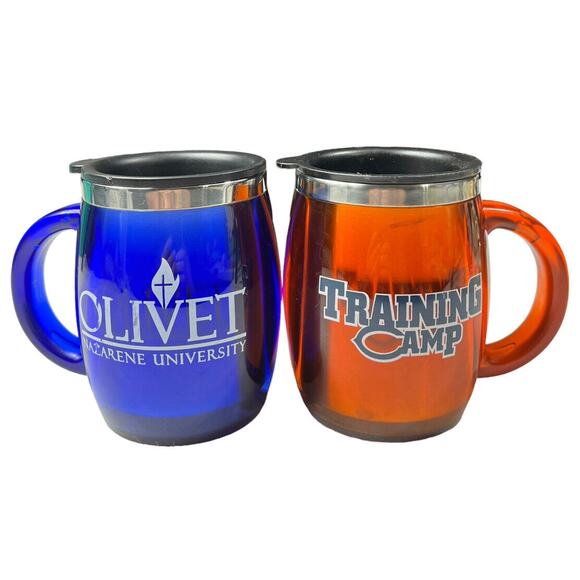 Chicago Bears Olivet Nazarene 16 oz Insulated Mugs Training Camp Bourbonnais IL - Picture 1 of 16